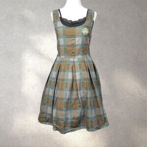Hot Topic Outlander Lace-Up Tartan Plaid Dress Womens L Fairy Grunge Cottagecore